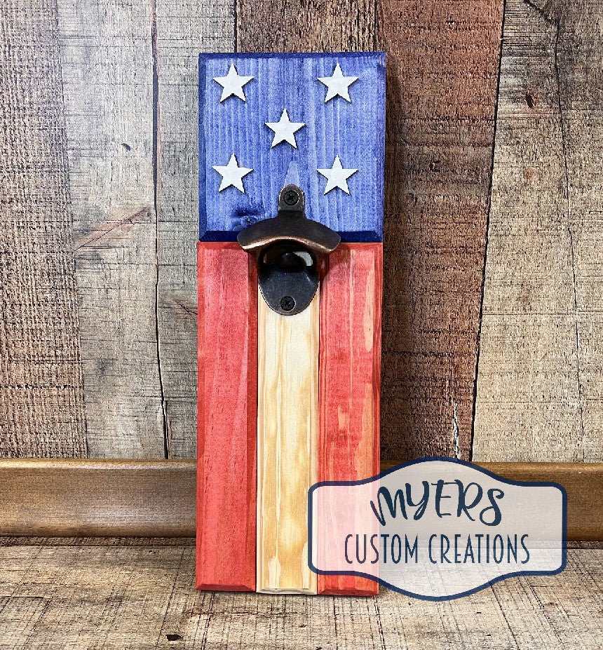 American Flag Bottle Opener - Distressed Finish