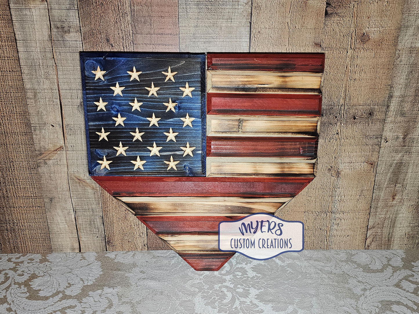 American Flag Distressed Home Plate Wall Decor