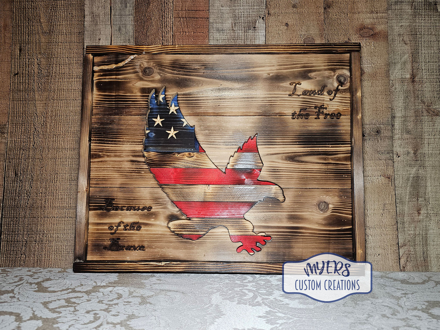 Eagle Silhouette w/ American Flag Background
