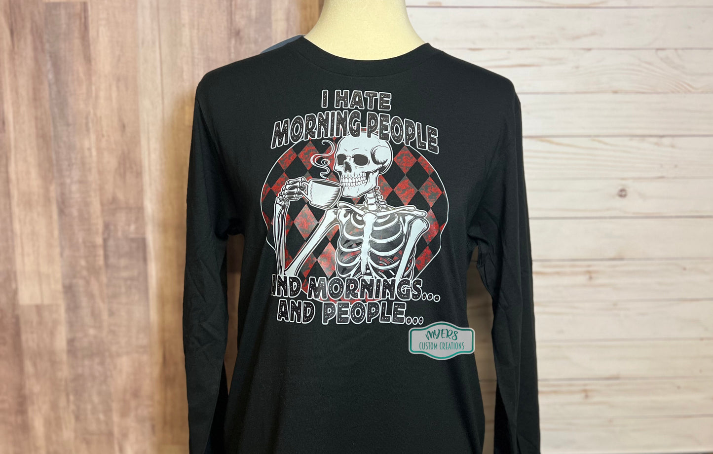 I Hate Morning People Black Bella+Canvas Long Sleeve T-Shirt