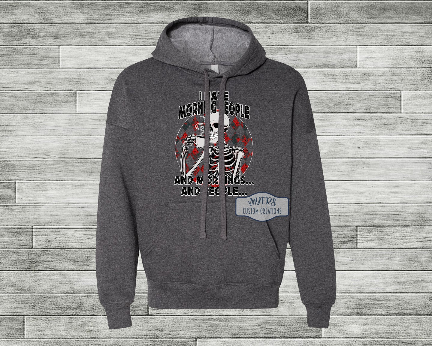 I Hate Morning People heather dark grey Bella+Canvas hoodie