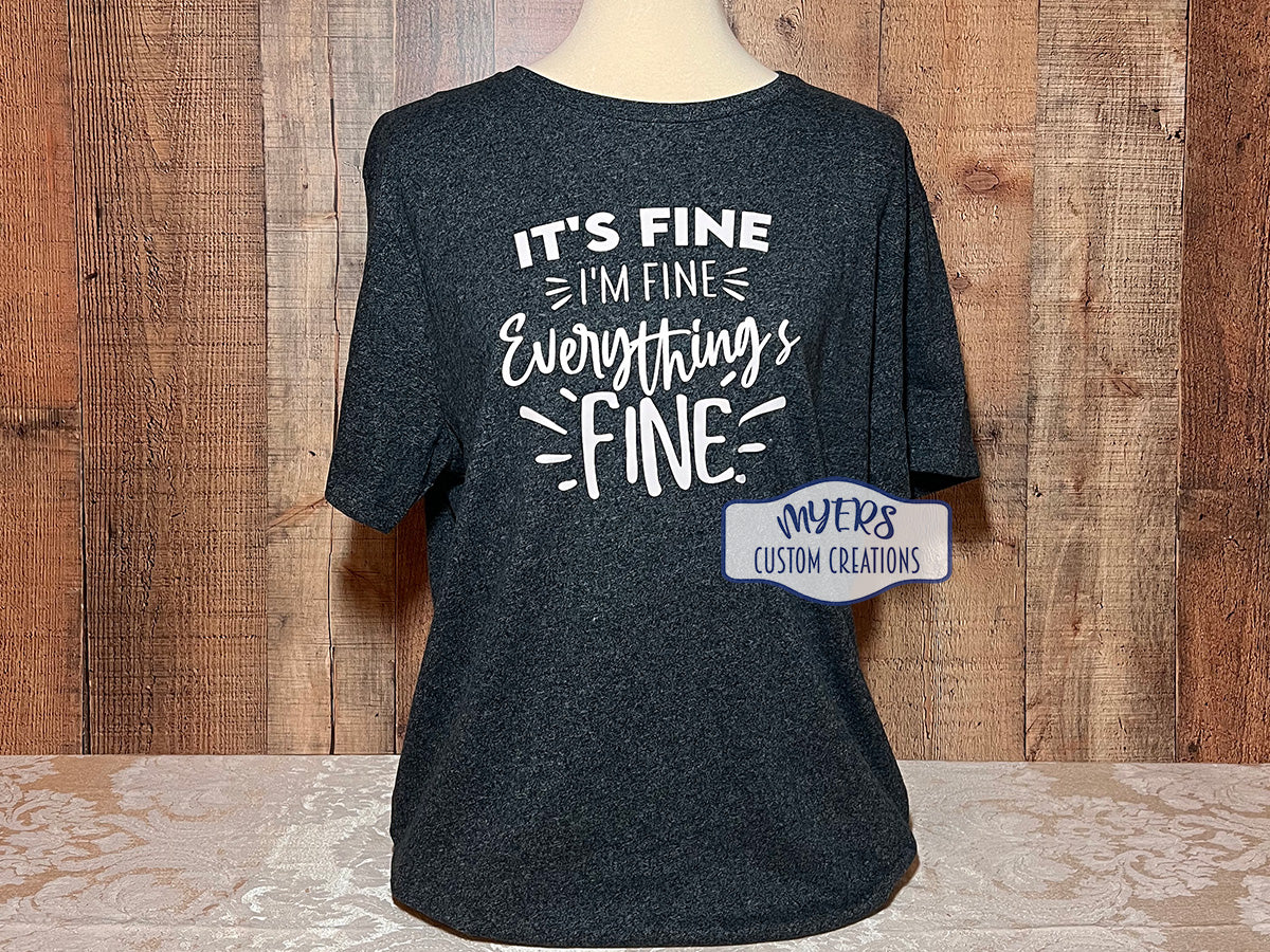 It's Fine Everything's Fine Heather Dark Grey unisex t-shirt RTS