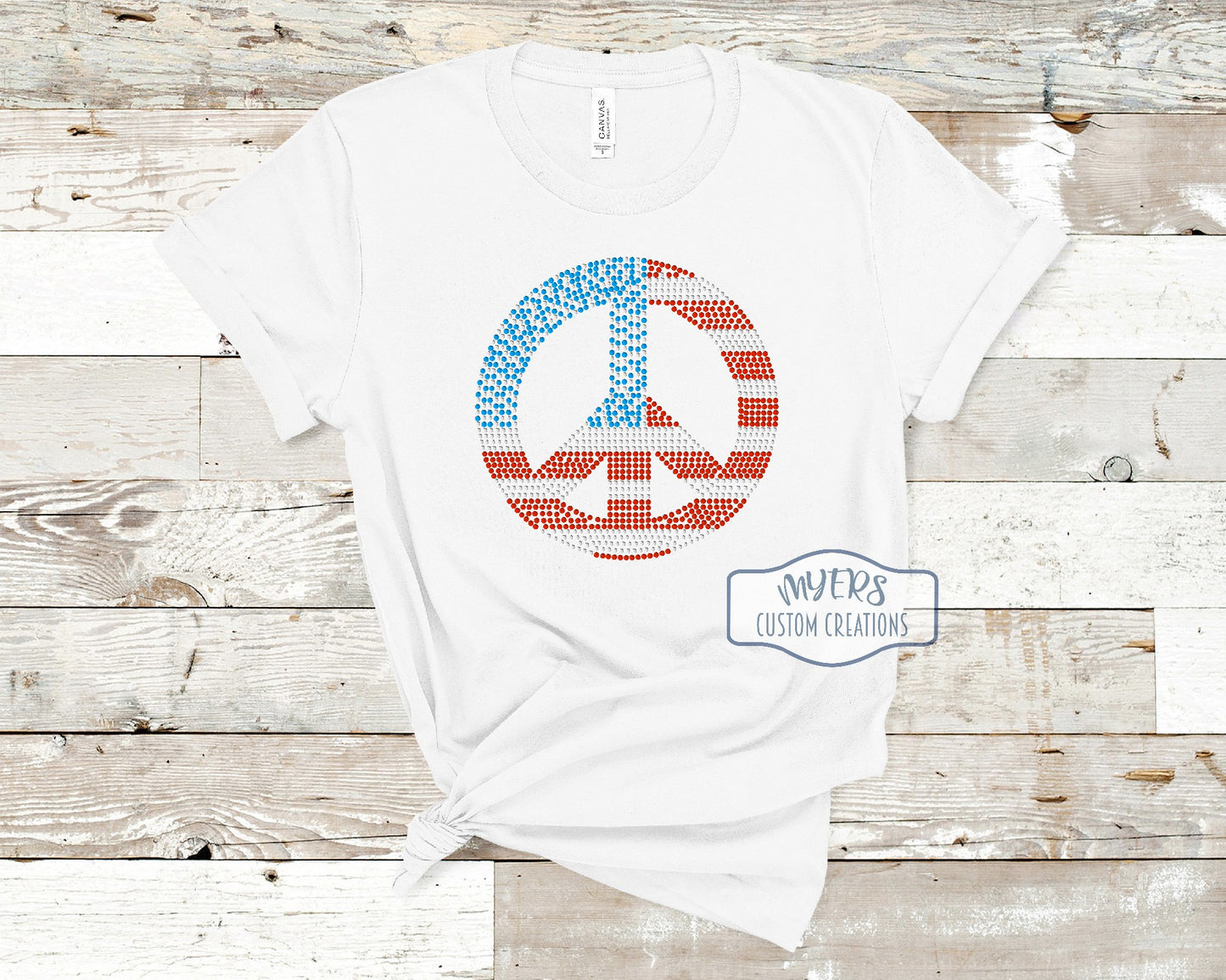 Patriotic Peace Sign Rhinestone Shirt RTS