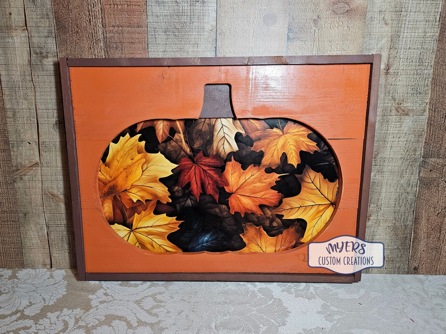 Pumpkin Silhouette with Leaves