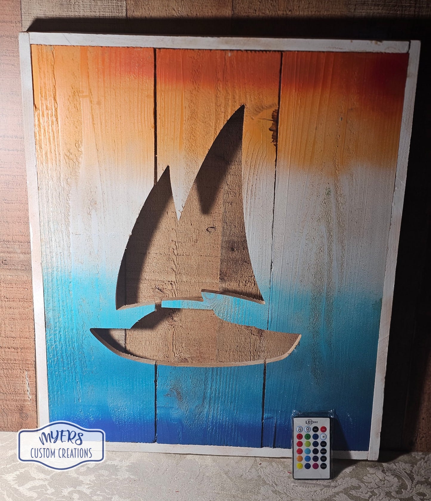 Light up Sailboat Silhouette Wall Decor