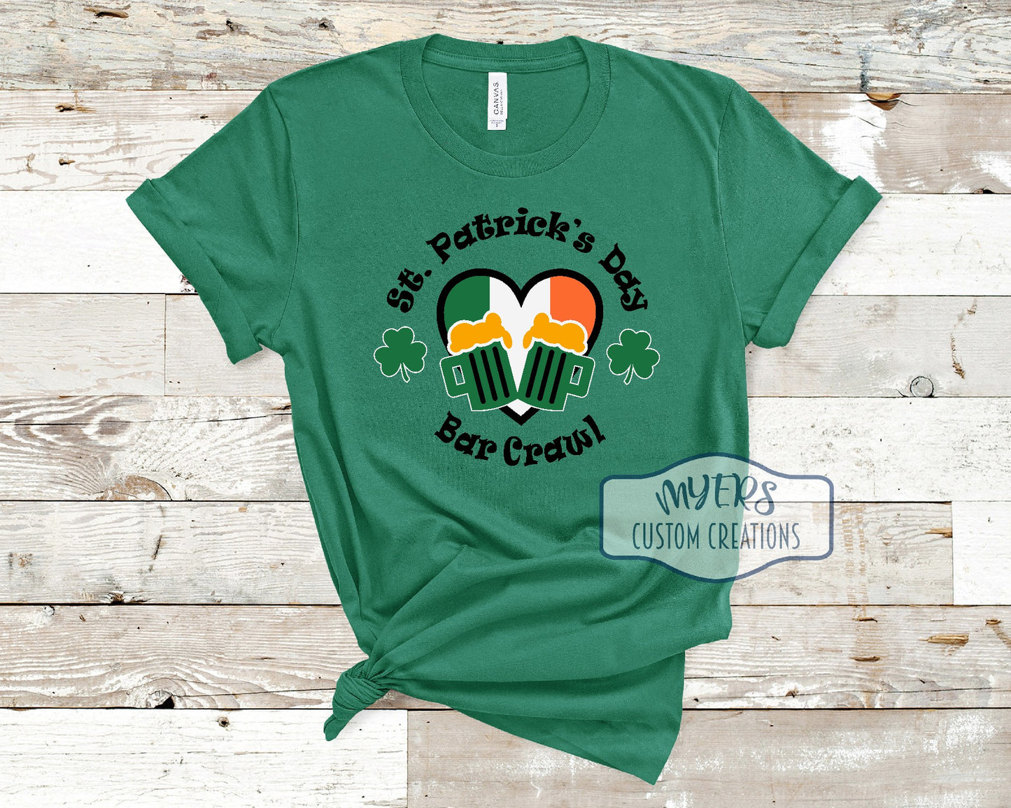 St. Patrick's Day Bar Crawl Kelly Green Bella+Canvas t-shirt