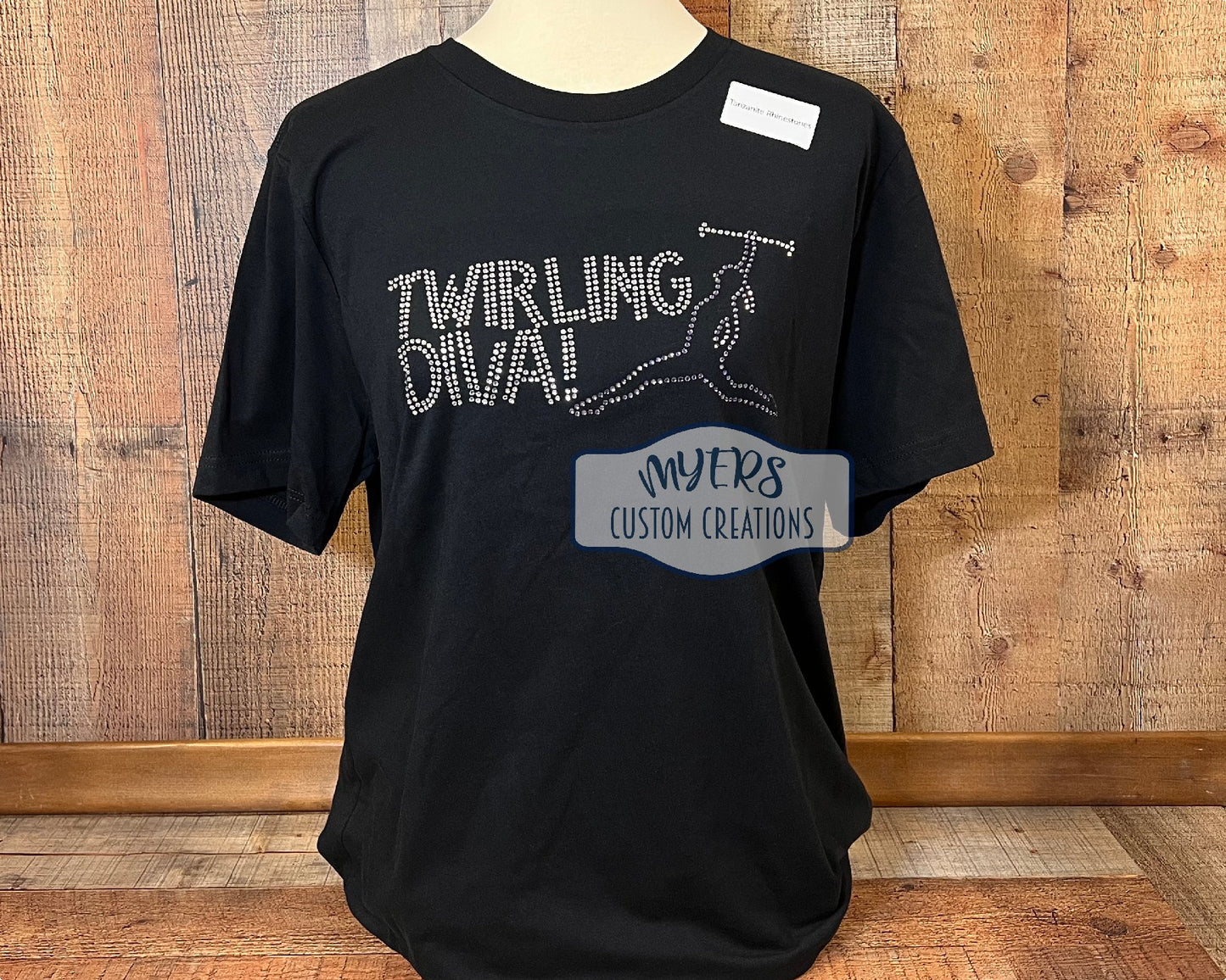 Twirling Diva Adult Large Bella+Canvas t-shirt with Crystal & Tanzanite Rhinestones