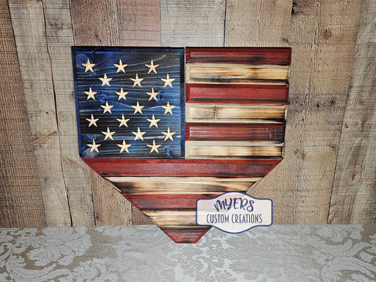 American Flag Home Plate Wall Decor