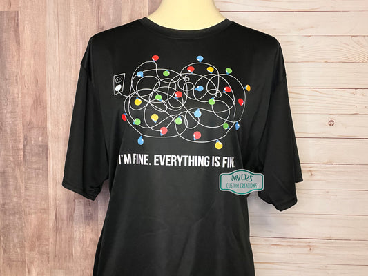 I'm Fine Everything's Fine Tangled Christmas Lights Shirt RTS