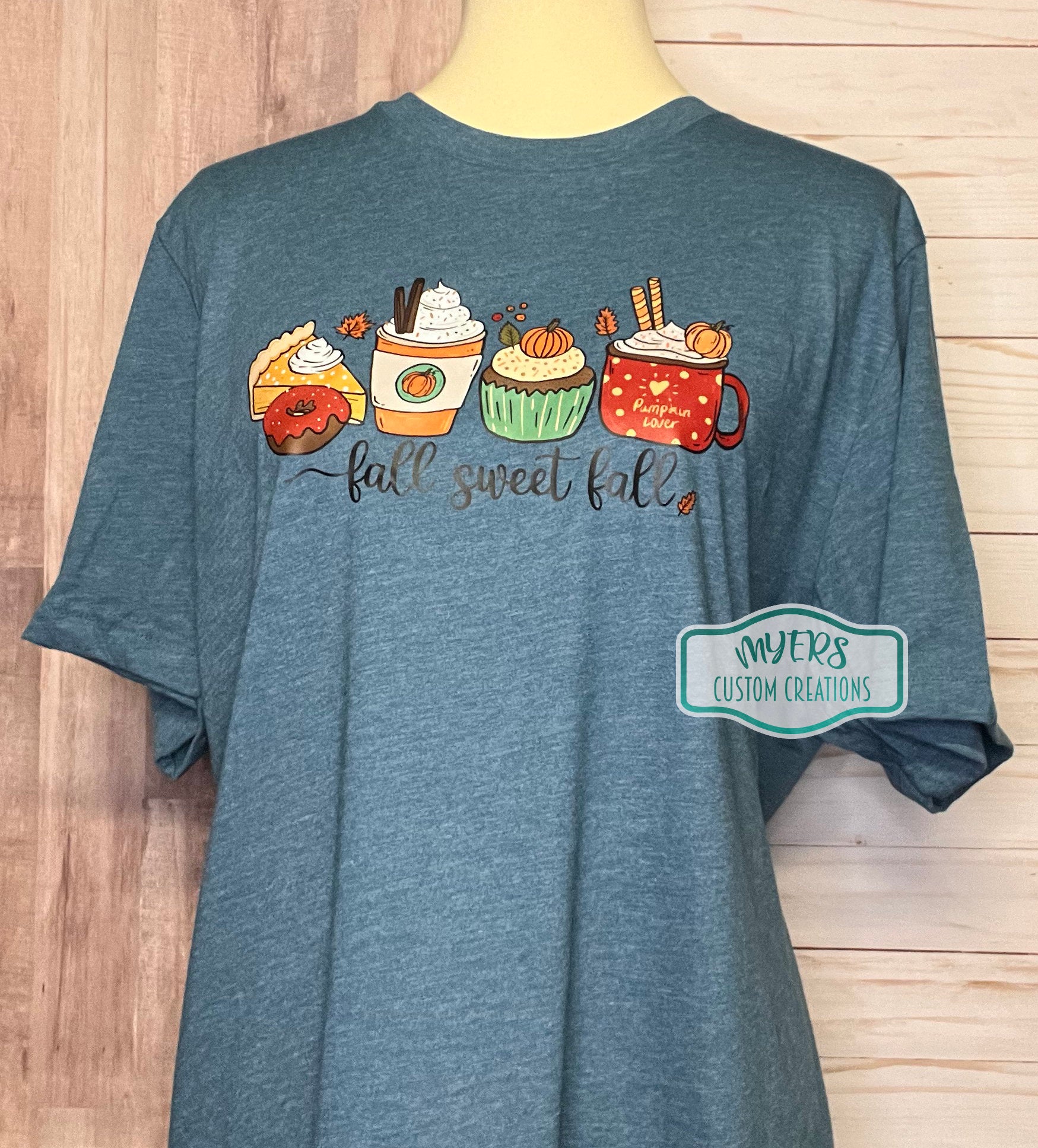 Fall Sweet Fall Heather Deep Teal Bella+Canvas t-shirt