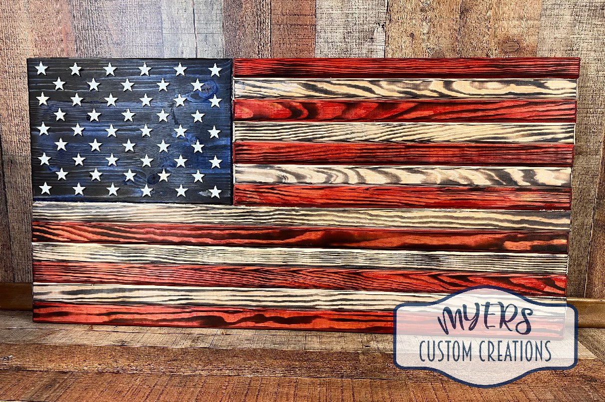 Handmade Wood American Flag