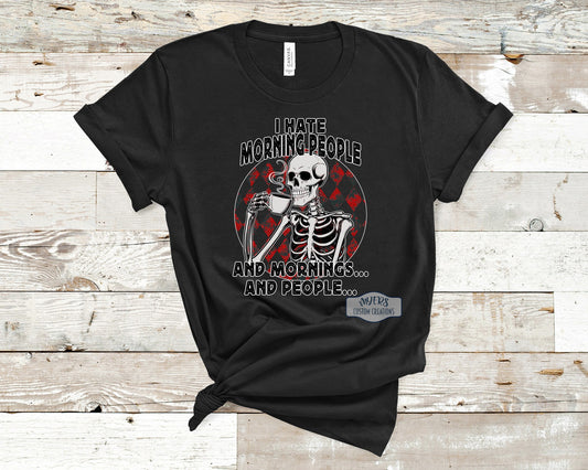 I Hate Morning People black Bella+Canvas t-shirt