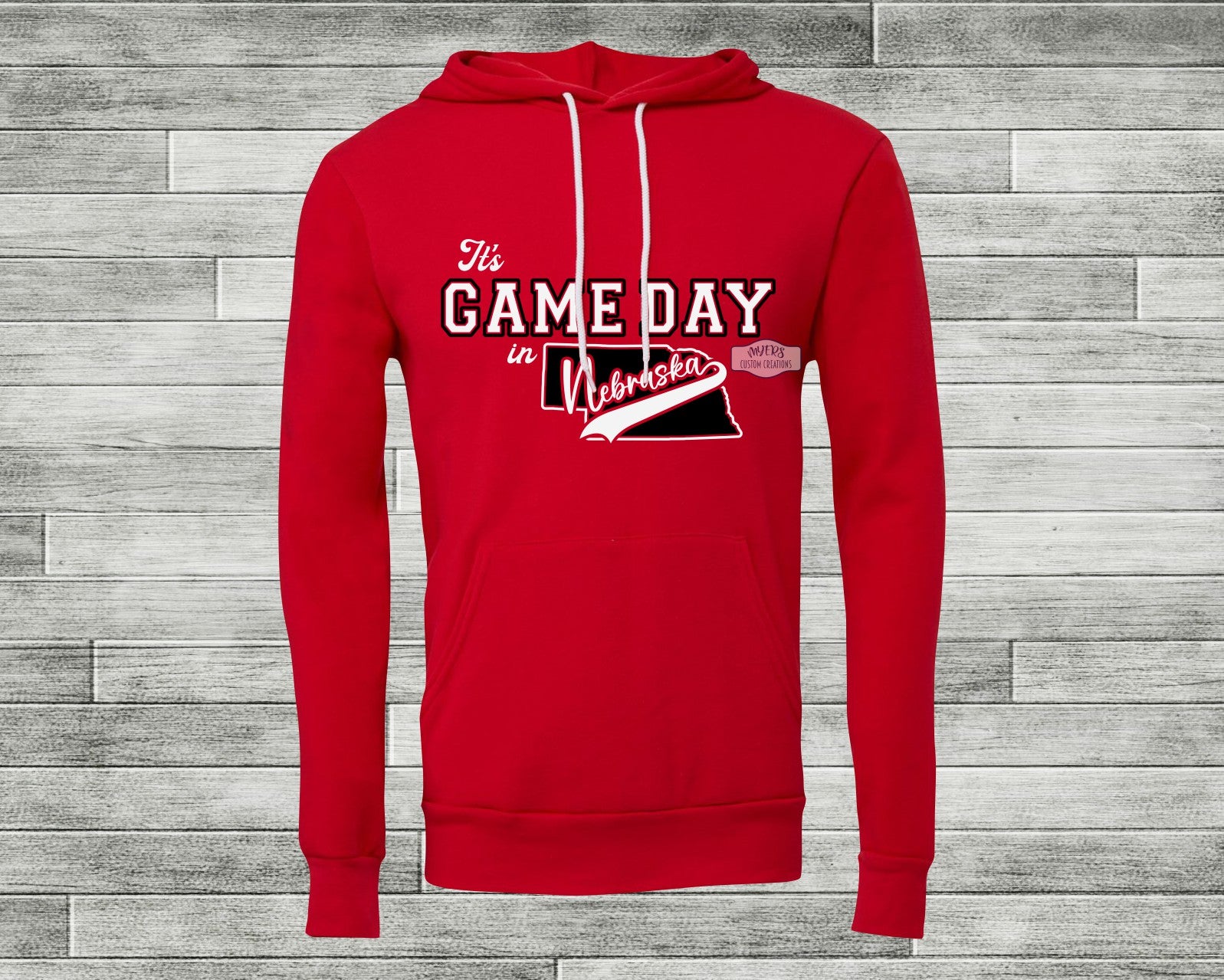 It's Game Day in Nebraska Red Bella+Canvas Hoodie