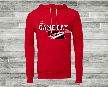 It's Game Day in Nebraska Red Bella+Canvas Hoodie