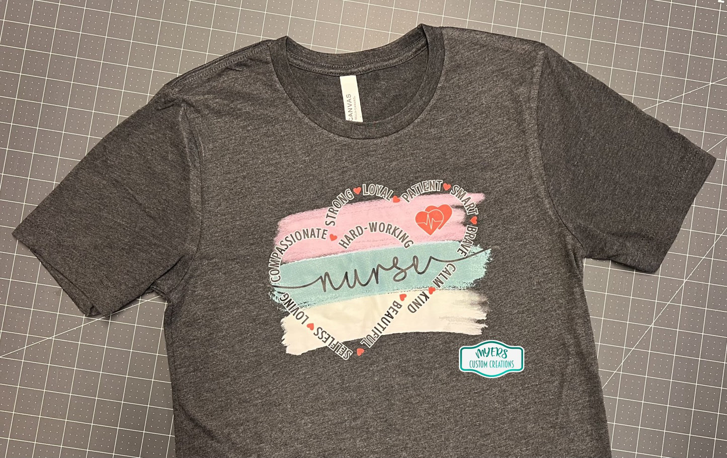 Nurse Heart Words Shirt RTS