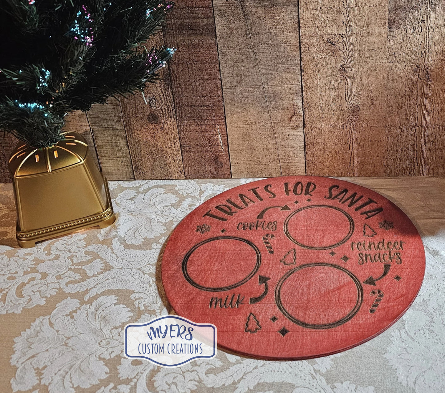 Treats for Santa Circular Red Christmas Tray RTS