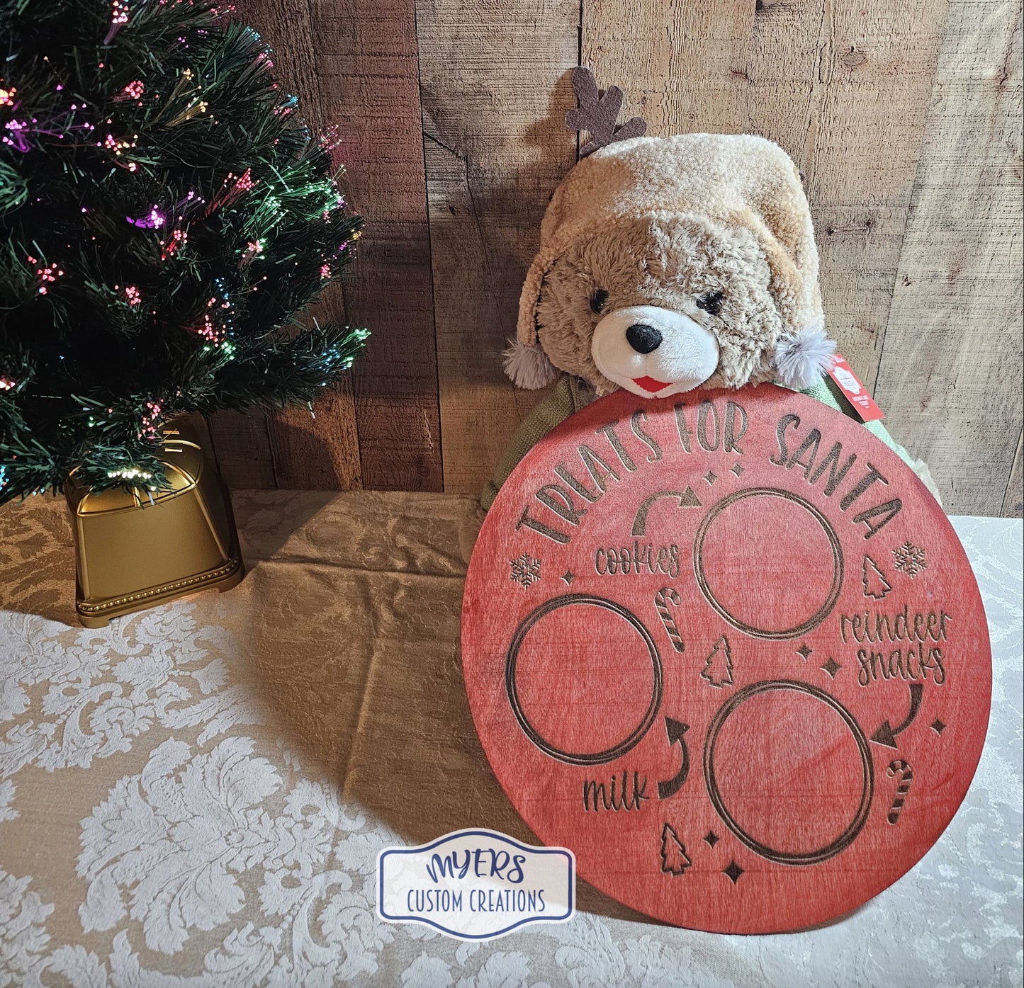 Treats for Santa Circular Red Christmas Tray RTS